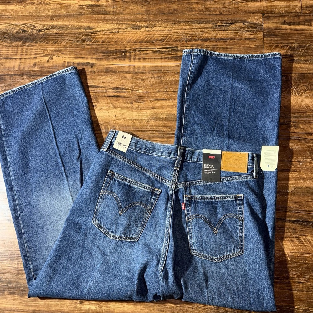 Levi's Ribcage Wide Leg Womens Blue Jeans Size 32x32 NEW